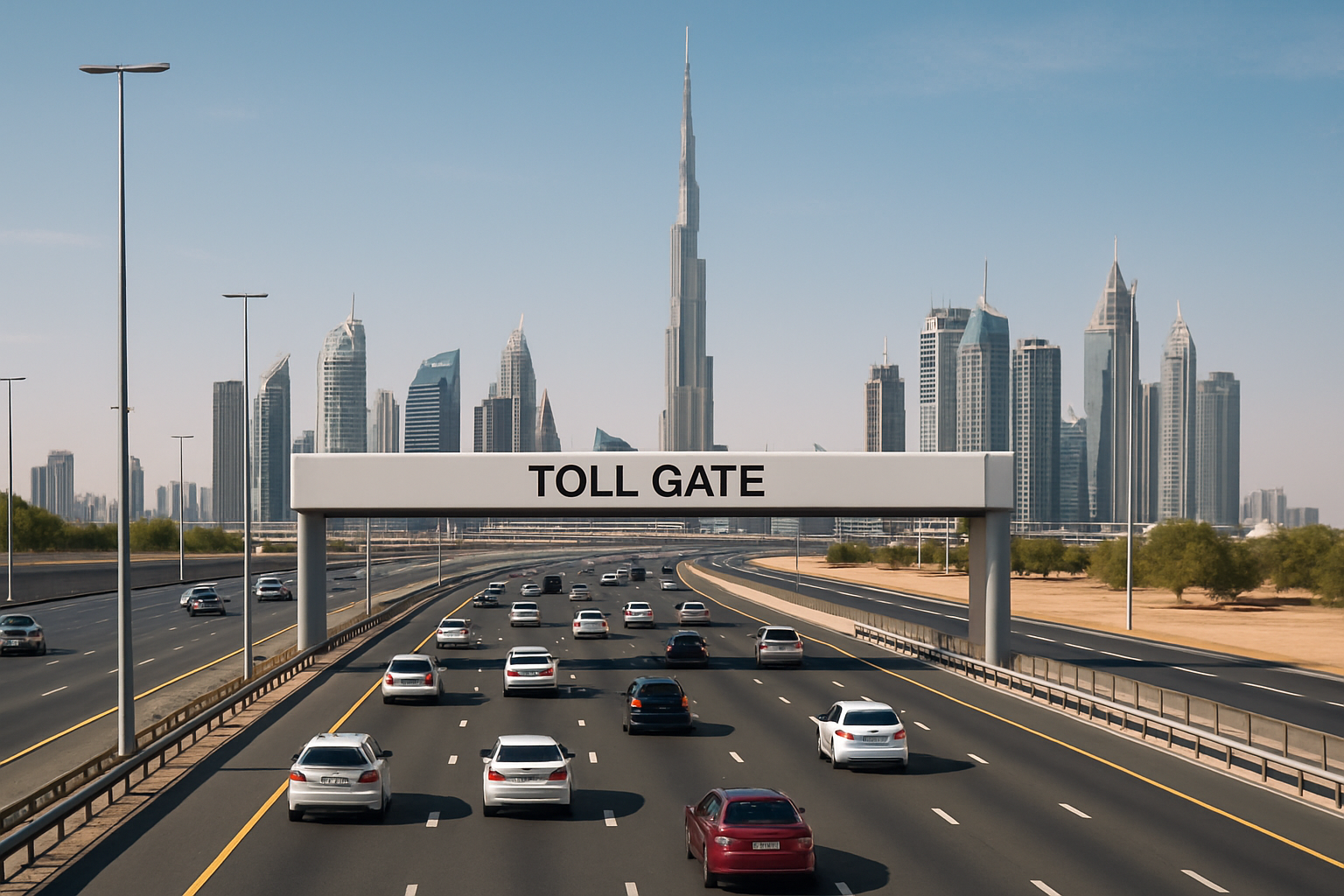 Modern toll road in Dubai with seamless traffic flow